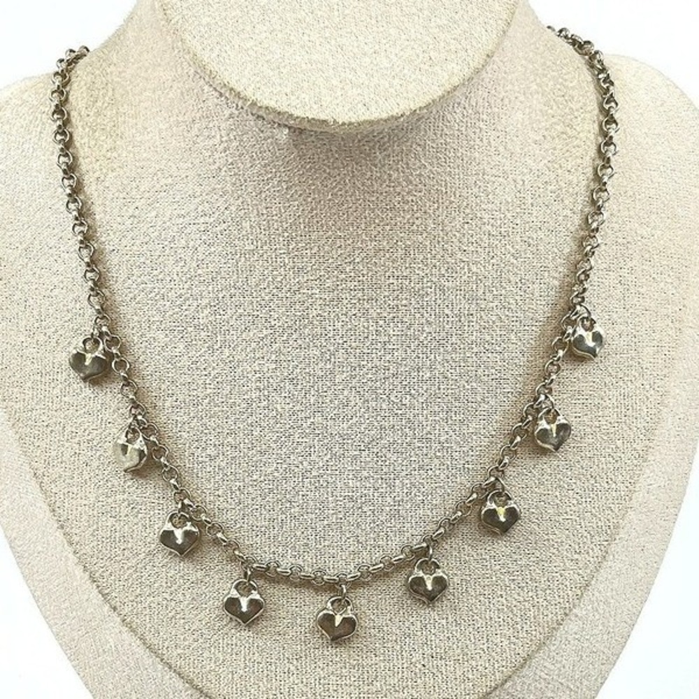 Vintage Express Silver‎ Tone Heart Lock Charm Necklace Y2K Retro Boho Classic